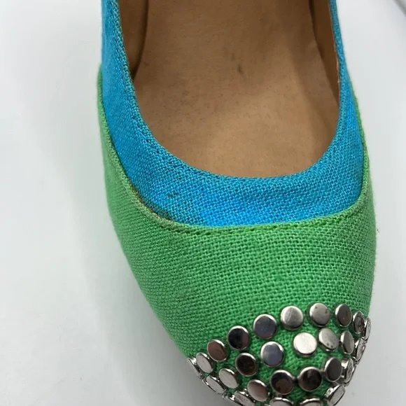 Penny Loves Kenny High Heels Stilettos Pumps Shoes Green Blue Womens 7.5 M - Picture 10 of 16